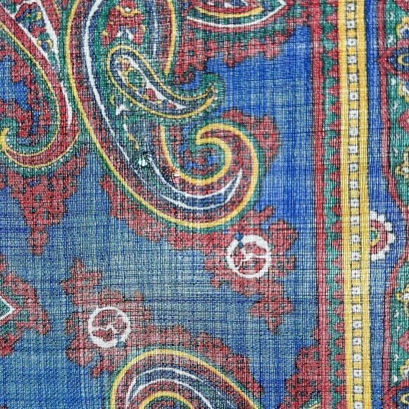 Vintage Charter Club Wool Square Scarf Paisley Blue made in Japan - Picture 12 of 12